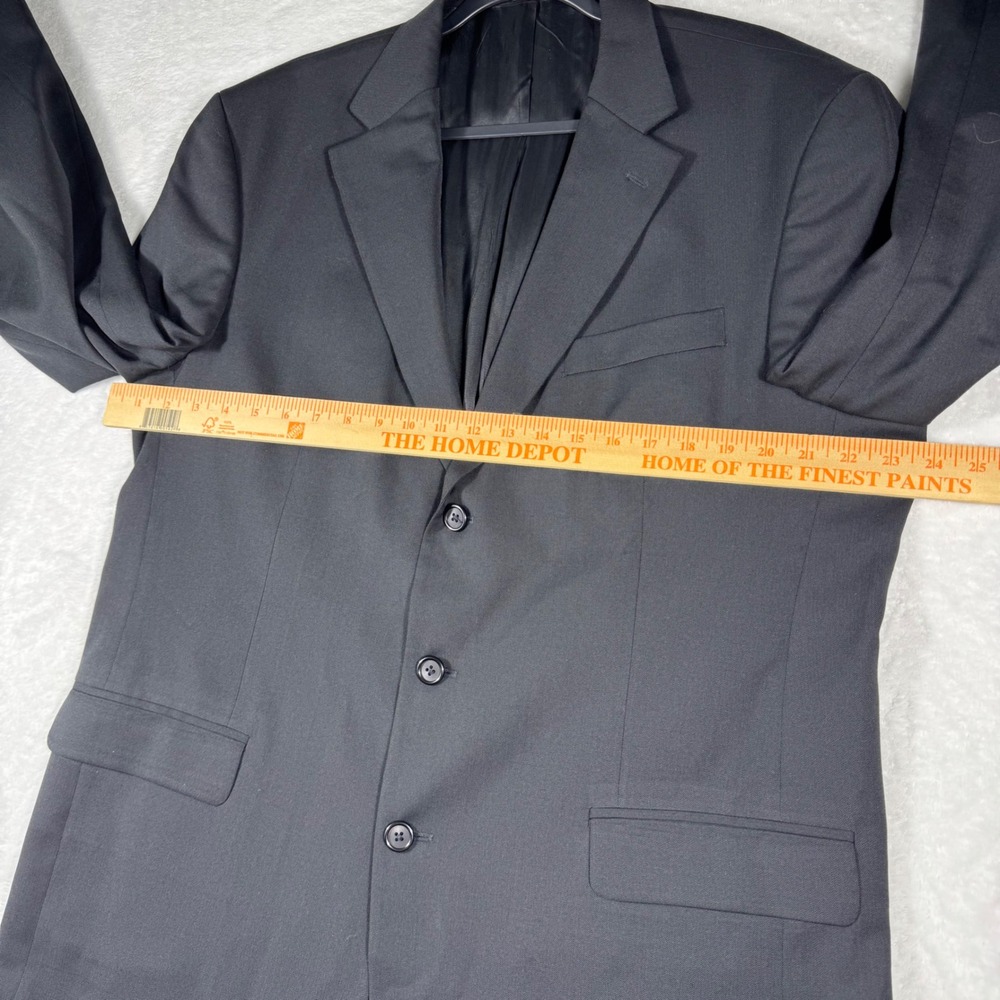 Stafford Men's 44L Worsted Wool 3 Button Blazer Suit Jacket Black Suit Coat - Picture 8 of 10